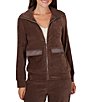 Ruby Rd. Petite Size Coordinating Velveteen Portrait Collar Long Sleeve Zip Front Jacket - Image 1
