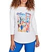 Ruby Rd. Petite Size Cotton Jersey Bella Vista Crew Neck 3/4 Sleeve Tee - Image 1