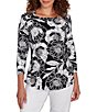 Ruby Rd. Petite Size Cotton Jersey Floral Envelope Neck 3/4 Sleeve Top,Specials : American Fashion Style Bags On Sale Ruby Rd. Petite Size Cotton Jersey Floral Envelope Neck 3/4 Sleeve Top,Specials : American Fashion Style Bags On Sale