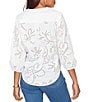 Ruby Rd. Petite Size Cotton Poplin Allover Eyelet Button Front Tie Hem Blouse - Image 2