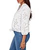 Ruby Rd. Petite Size Cotton Poplin Allover Eyelet Button Front Tie Hem Blouse - Image 3