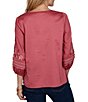 Ruby Rd. Petite Size Cotton Voile Embroidered Round Neck 3/4 Sleeve Top - Image 2