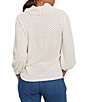Ruby Rd. Petite Size Cowl Neck 3/4 Sleeve Side Tie Honeycomb Knit Top, Color:Ivory/Black - Image 2
