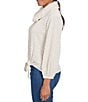 Ruby Rd. Petite Size Cowl Neck 3/4 Sleeve Side Tie Honeycomb Knit Top, Color:Ivory/Black - Image 3