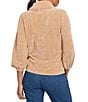 Ruby Rd. Petite Size Cowl Neck 3/4 Sleeve Side Tie Honeycomb Knit Top, Color:Tan Multi - Image 2