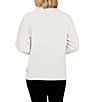Color:Alabaster - Image 2 - Petite Size Cozy Chenille Cowl Neck Long Sleeve Drop Shoulder Side Slit High-Low Sweater