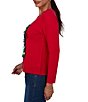 Ruby Rd. Petite Size Cozy Knit Christmas Tree Pom-Pom Ornament Crew Neck Long Sleeve Top - Image 3