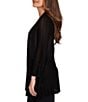 Ruby Rd. Petite Size Cozy Ribbed 3/4 Sleeve Open-Front Cardigan, Color:Black - Image 3