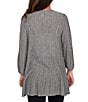 Ruby Rd. Petite Size Cozy Ribbed Ivory Black Multi 3/4 Sleeve Open-Front Cardigan, Color:Ivory/Black Multi - Image 2
