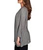 Ruby Rd. Petite Size Cozy Ribbed Ivory Black Multi 3/4 Sleeve Open-Front Cardigan, Color:Ivory/Black Multi - Image 3