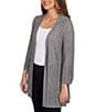 Ruby Rd. Petite Size Cozy Ribbed Ivory Black Multi 3/4 Sleeve Open-Front Cardigan, Color:Ivory/Black Multi - Image 4