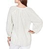 Ruby Rd. Petite Size Crinkle Woven Striped Split V-Neck Tie-Front Peasant Top - Image 2