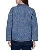 Ruby Rd. Petite Size Denim Floral Stritch Point Collar Long Sleeve Button Front Jacket - Image 2