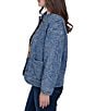 Ruby Rd. Petite Size Denim Floral Stritch Point Collar Long Sleeve Button Front Jacket - Image 3