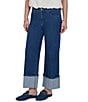 Ruby Rd. Petite Size Denim Pinstripe Wide Cuff Ankle Jeans - Image 3