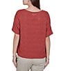 Ruby Rd. Petite Size Diamond Textured Knit Scoop Neck Elbow Length Sleeve Top - Image 2