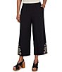 Ruby Rd. Petite Size Double Cotton Gauze Intricate Embroidered Pull-On Ankle Pants - Image 1