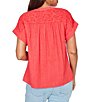Ruby Rd. Petite Size Double Gauze Woven Paisley Embroidered Button-Front Blouse - Image 6