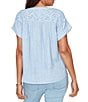 Ruby Rd. Petite Size Double Gauze Woven Paisley Embroidered Button-Front Blouse - Image 2