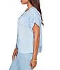 Ruby Rd. Petite Size Double Gauze Woven Paisley Embroidered Button-Front Blouse - Image 3