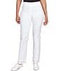 Color:White - Image 1 - Petite Size Double Scallop Eyelet Fringe Hem Pull-On Ankle Jeans