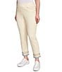 Ruby Rd. Petite Size Embroidered Beaded Hem Pull-On Ankle Pants, Color:Canvas - Image 4