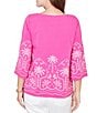 Ruby Rd. Petite Size Embroidered Boat Neck 3/4 Sleeve Top - Image 6