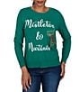 Ruby Rd. Petite Size Embroidered Mistletoe & Martinis Crew Neck Long Sleeve Sweater - Image 1