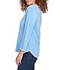 Ruby Rd. Petite Size Embroidered Scoop Neck 3/4 Sleeve Soft Jersey Knit Top, Color:Bluebell - Image 4