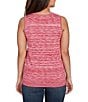 Ruby Rd. Petite Size Embroidered Soft Marled Knit Scoop Neck Sleeveless Sweater Tank, Color:Sangria - Image 2