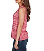 Ruby Rd. Petite Size Embroidered Soft Marled Knit Scoop Neck Sleeveless Sweater Tank, Color:Sangria - Image 3