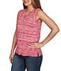 Ruby Rd. Petite Size Embroidered Soft Marled Knit Scoop Neck Sleeveless Sweater Tank, Color:Sangria - Image 4