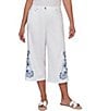 Ruby Rd. Petite Size Embroidered Wide-Leg Capri Denim Pant - Image 1