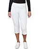 Ruby Rd. Petite Size Extra Stretch Denim Pull-On Capri Pants, Color:White - Image 1