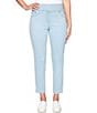 Color:Chambray - Image 1 - Petite Size Extra Stretch Denim Straight Leg Pull-On Ankle Jeans