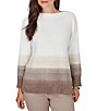Ruby Rd. Petite Size Eyelash Knit Ombre Ballet Neck Long Sleeve Sweater - Image 1