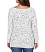 Ruby Rd. Petite Size Eyelash Yarn Speckled Crew Neck Long Sleeve Sweater, Color:Ivory/Black - Image 2