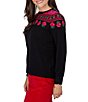 Ruby Rd. Petite Size Fair Isle Rose Crew Neck Long Sleeve Sweater - Image 3