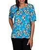 Ruby Rd. Petite Size Floral Scoop Neck Short Sleeve Top - Image 4