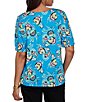 Ruby Rd. Petite Size Floral Scoop Neck Short Sleeve Top - Image 5