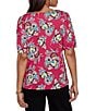 Ruby Rd. Petite Size Floral Scoop Neck Short Sleeve Top - Image 2