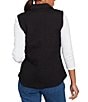 Ruby Rd. Petite Size French Terry Quilted Point Collar Sleeveless Snap-Front Vest, Color:Black - Image 2