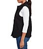 Ruby Rd. Petite Size French Terry Quilted Point Collar Sleeveless Snap-Front Vest, Color:Black - Image 3