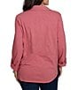 Ruby Rd. Petite Size Garment Washed Point Collar 3/4 Roll-Tab Sleeve Button Front Shirt - Image 5