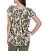 Ruby Rd. Petite Size Gauze Stone Multi V-Neck Short Flutter Sleeve Top - Image 5