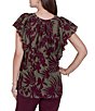 Ruby Rd. Petite Size Gauze Stone Multi V-Neck Short Flutter Sleeve Top - Image 2