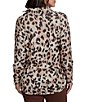 Ruby Rd. Petite Size Hatchi Knit Leopard Print Draped Drawstring Cowl Neck Long Sleeve Top - Image 2