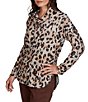 Ruby Rd. Petite Size Hatchi Knit Leopard Print Draped Drawstring Cowl Neck Long Sleeve Top - Image 3