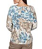 Ruby Rd. Petite Size Hatchi Textured Knit Watercolor Crew Neck Bracelet Length Sleeve Top - Image 2