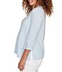 Ruby Rd. Petite Size Heather Speckeled Ribbed Knit Crew Neck 3/4 Sleeve Side Vented Top, Color:Bluebell Heather - Image 3